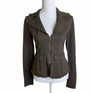 Eastside Westside Frayed Hem Studded Jacket